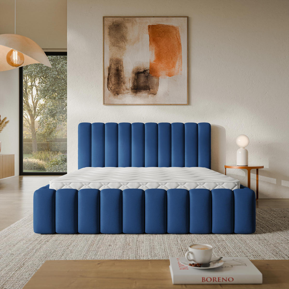 ČALOUNĚNÁ Postel TEBA 120x200 cm Modrá - modrá, kompozitní dřevo/textil (120/200cm) - MASSENO