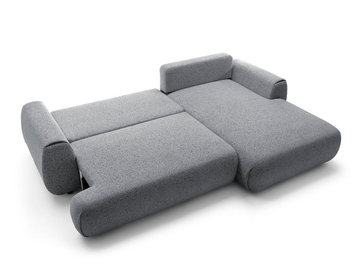 ECKSOFA ZEST Grau Geflochtener Stoff mit Schlaffunktion - Grau, Holz (270/167cm) - MASSENO