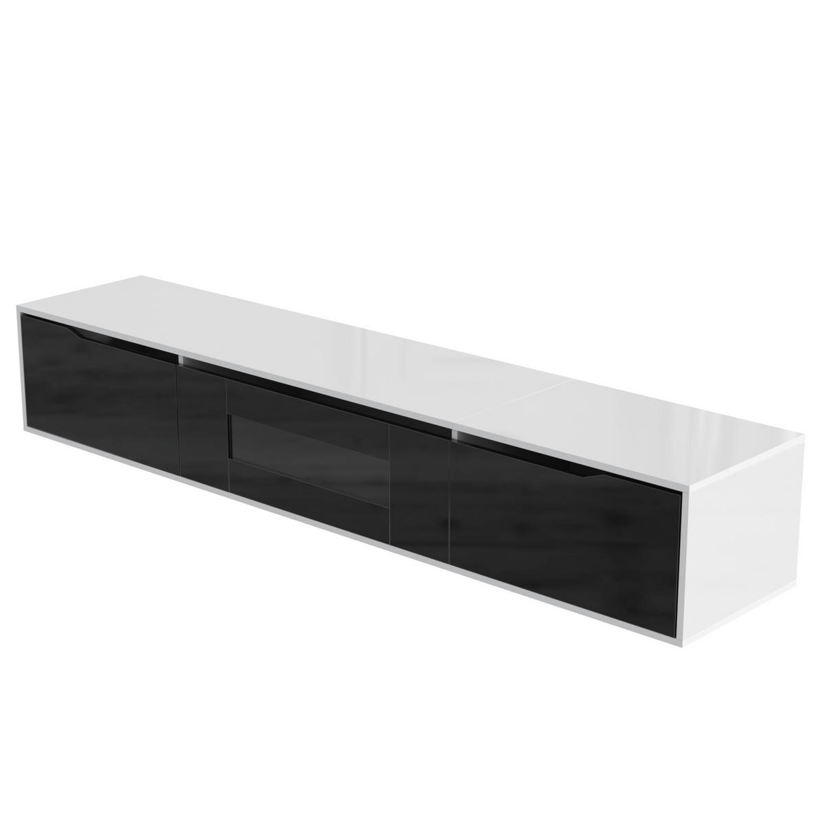 TV-SCHRANK Weiß und Schwarz 180/30/35cm - Weiß, Glas/Holzwerkstoff (30/35/180cm) - Urban Meuble
