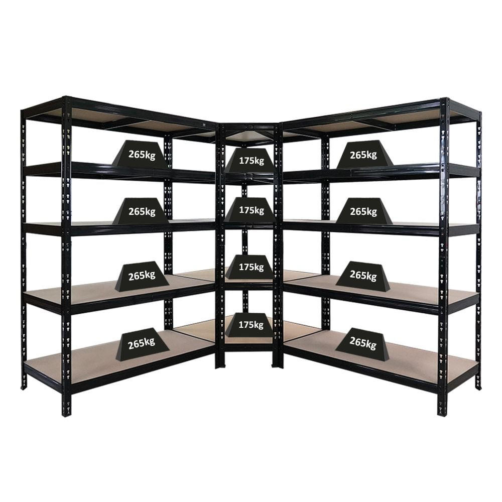 ECKREGAL und 2 Schwerlastregale 180x120x60cm Schwarz - Schwarz, Metall (120/180/60cm) - PROREGAL