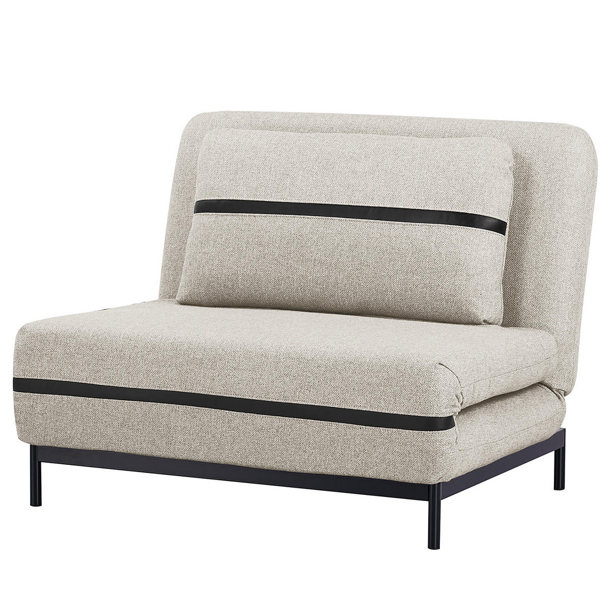 SCHLAFSESSEL - Hellgrau/Schwarz, Holz/Textil (105/82/88cm) - home24