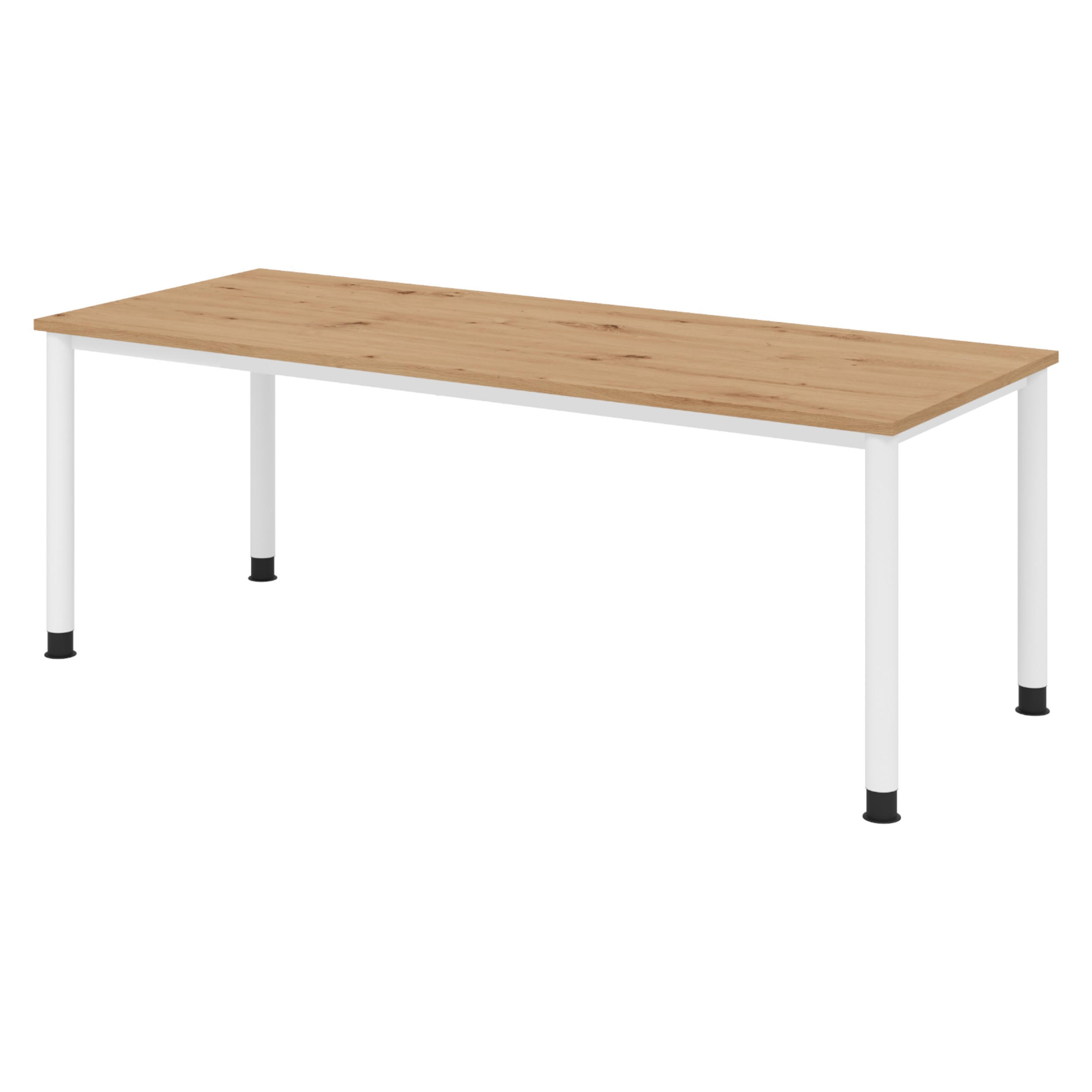 SCHREIBTISCH Serie-H 80/200/74 cm in Wildeiche/Weiß - Wildeiche/Weiß, Holzwerkstoff (80/200/74cm) - bümö
