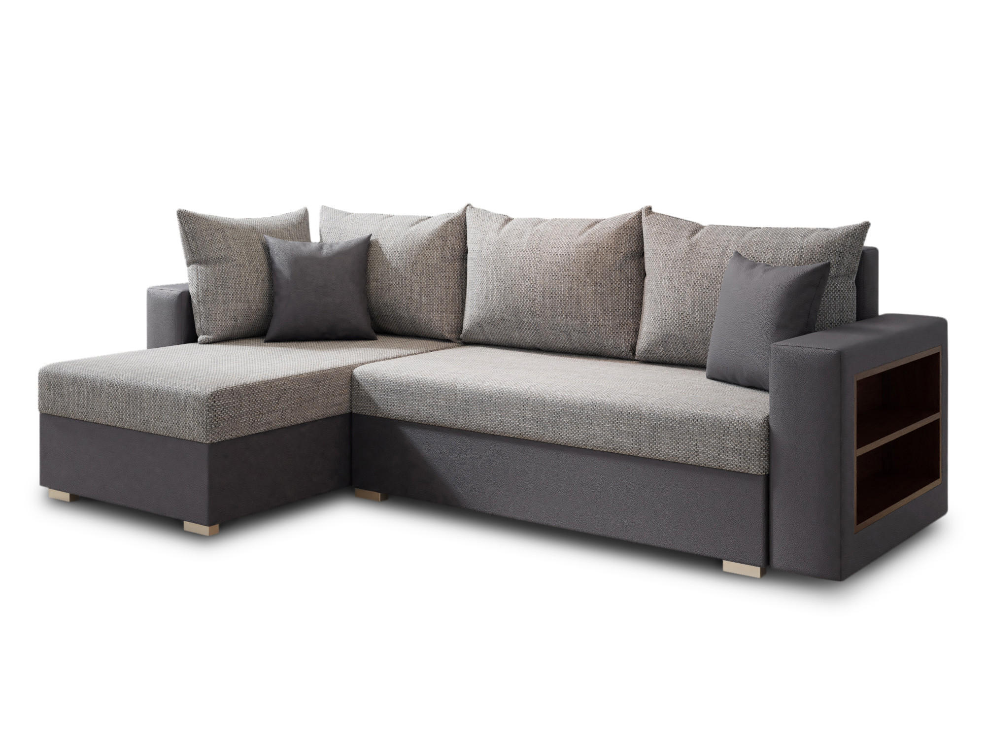 ECKSOFA Lord, Seite: Links - Grau, Holz/Textil (238/141cm) - Sofnet