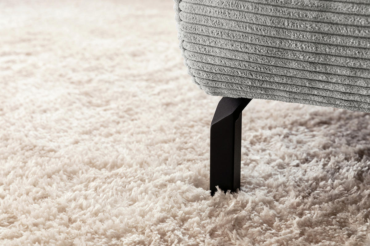 ECKSOFA MIT MOTORISCHEM SITZVORZUG DELIA Hellgrau Cord - Hellgrau/Schwarz, Textil/Metall (312/219cm) - KAWOLA
