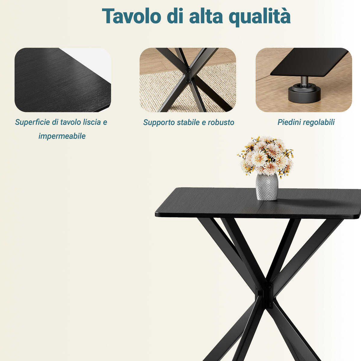 BEISTELLTISCH Schwarz 80/80/75 cm - Schwarz, Metall (80/80/75cm) - PANGIVO