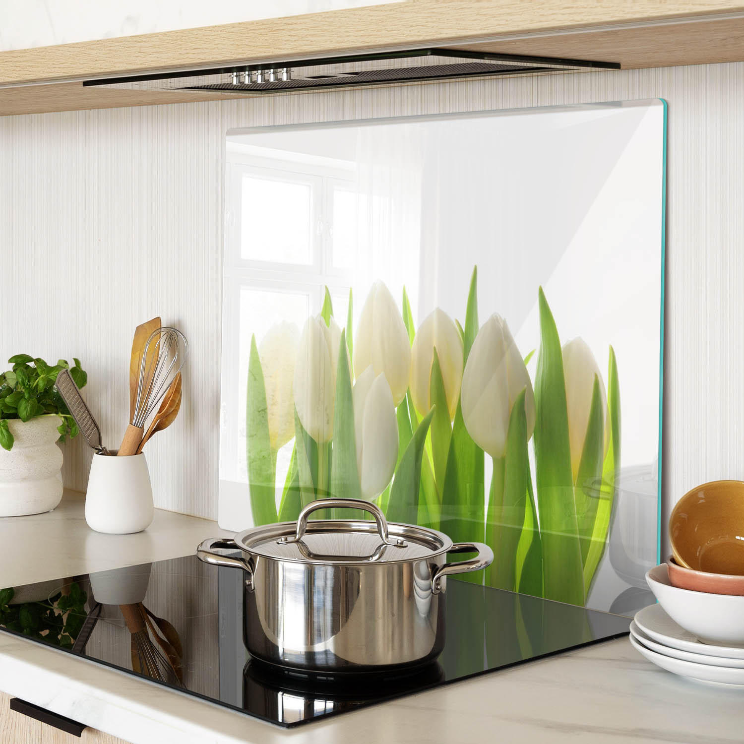 GLASPLATTE 60x52 cm Tulpen - Grün, Glas (60/0.4/52cm) - TULUP