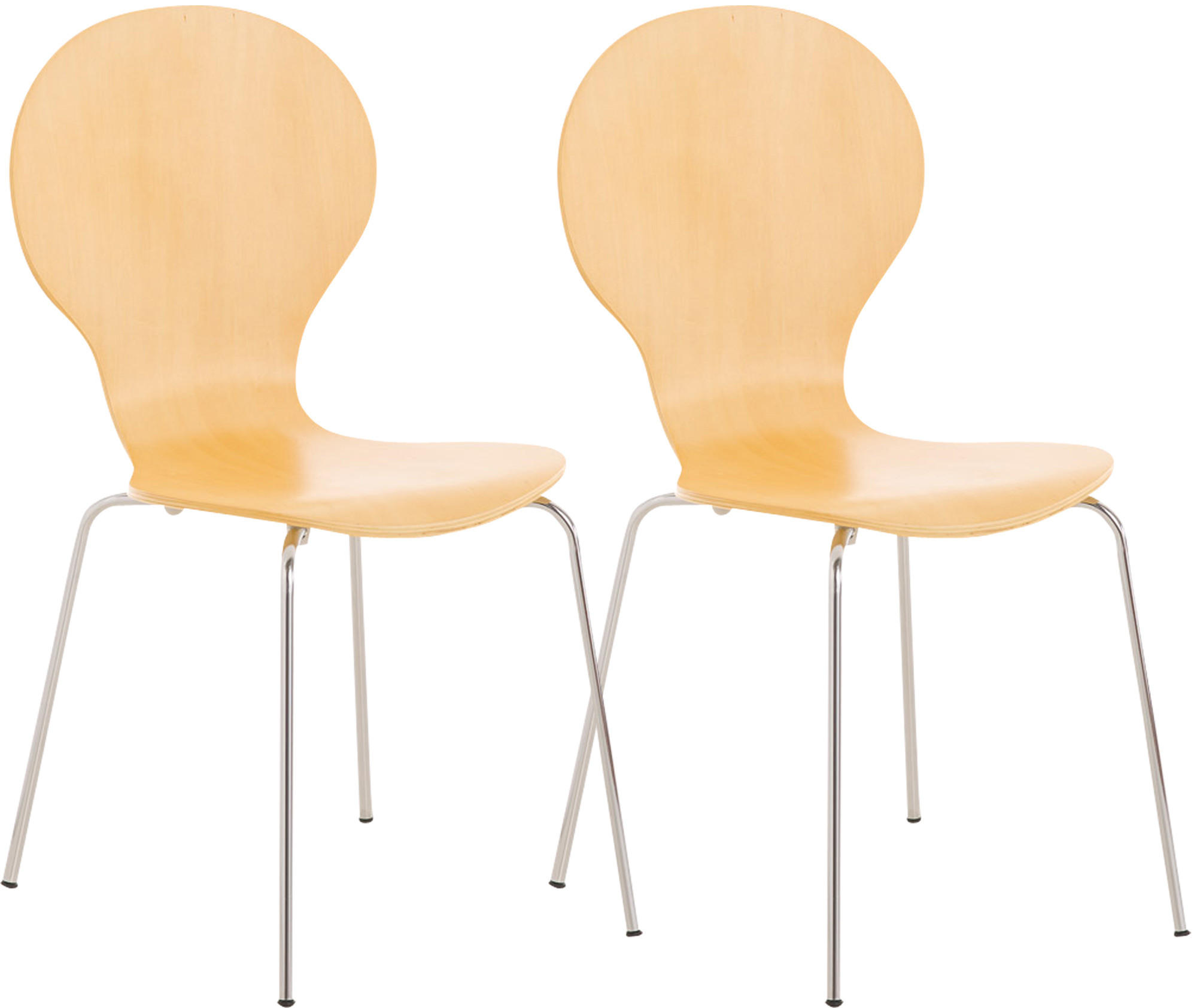 BESUCHERSTUHL 2er Set Holz natura - Eukalyptusholzfarben, Holz/Metall (43/86/45cm) - CLP