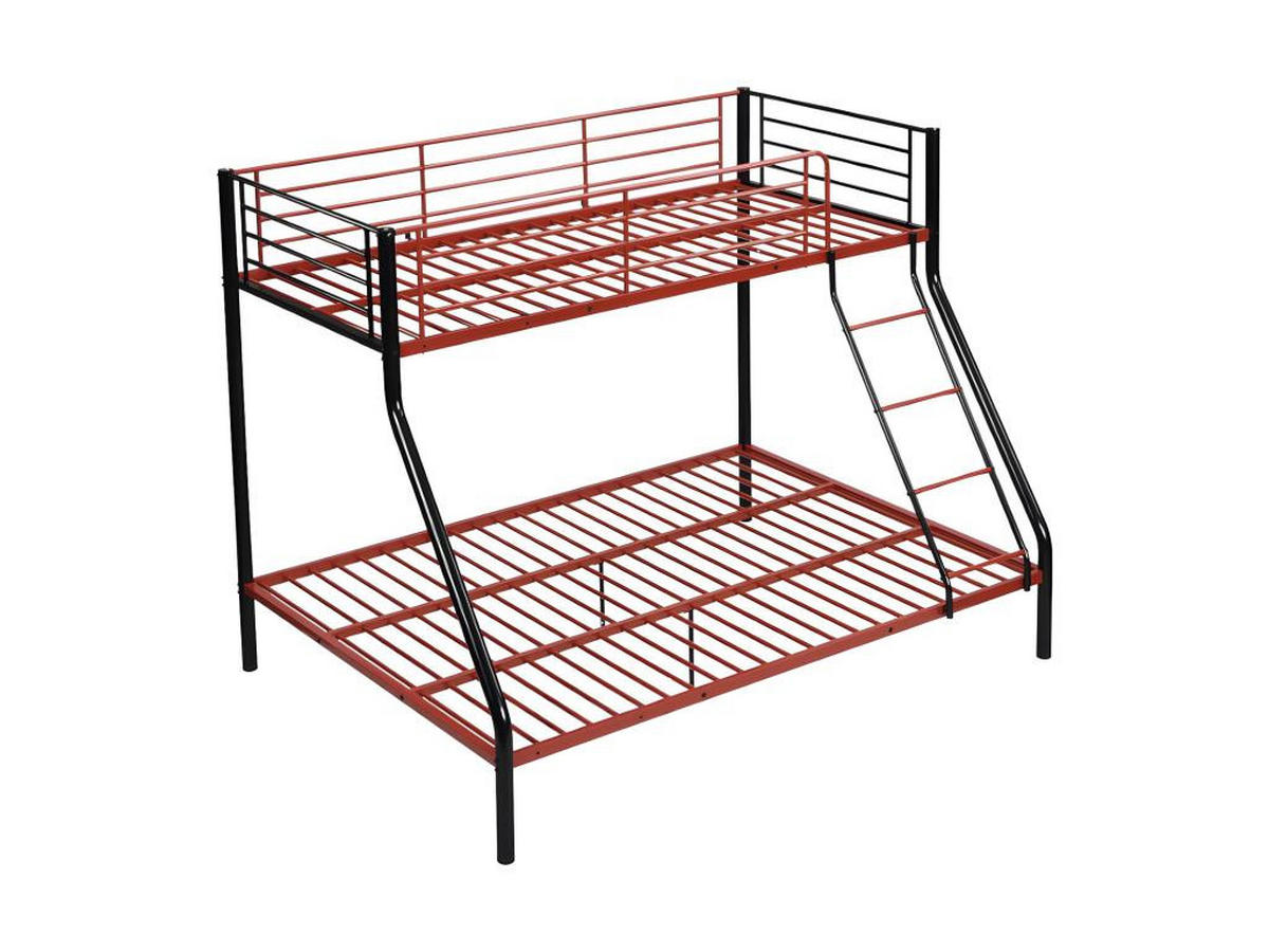 ETAGENBETT - 90 & 140 x 190 cm - Stahl - Schwarz & Rot - ELEVATIO IV - Rot/Schwarz, Metall - Vente-Unique