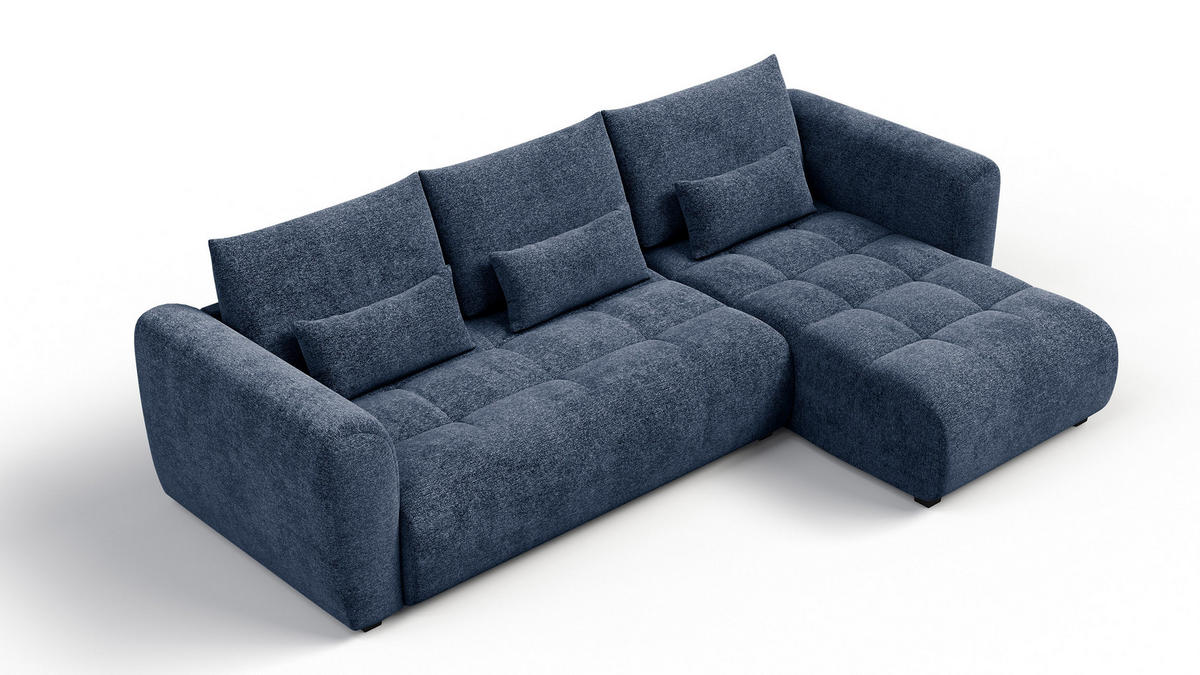ECKSOFA SORENO 4-Sitzer, dunkelblau - Schwarz/Dunkelblau, Holz/Textil (293/171cm) - Courtois Laville
