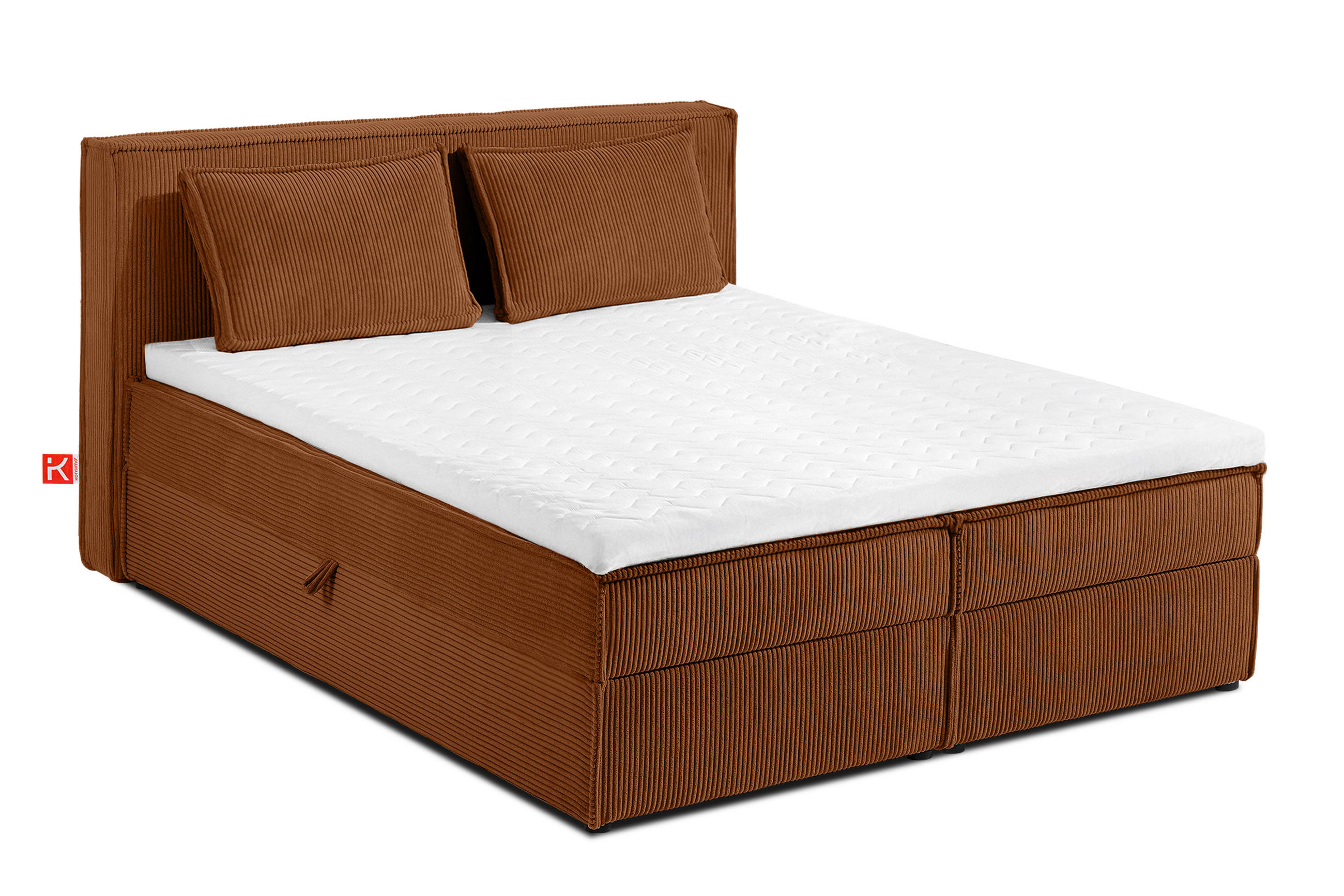 BOXSPRINGBETT ROTI mit Stauraum, orange - Schwarz/Orange, Holz/Holzwerkstoff (140/200cm) - KONSIMO®