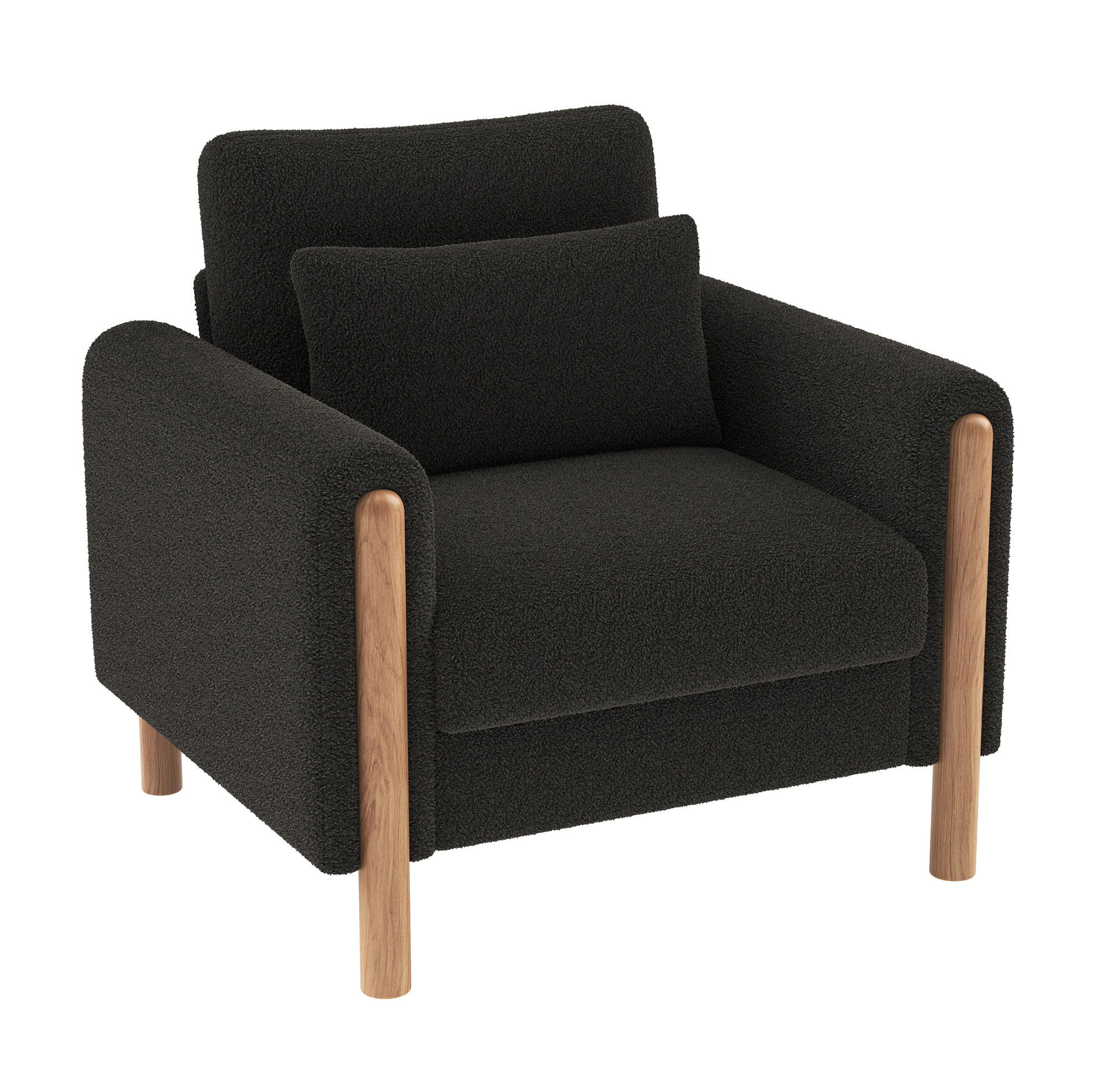 FOTELJA 87/83/88,5 cm s debelim jastukom i presvlakom od imitacije janjeće kože, Tamnosiva - tamno siva, tekstil (83/88.5/87cm) - Redom