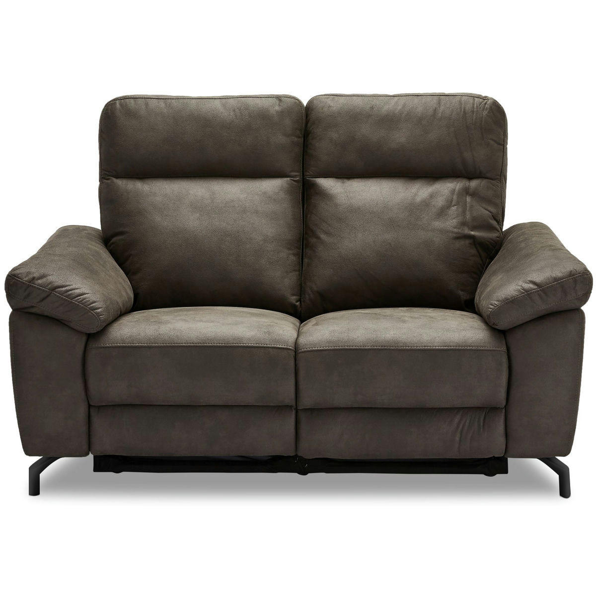 ZWEISITZER-SOFA Mikrofaser Braun (Taupe) - Taupe/Schwarz, Leder/Textil (162/101/96cm) - Furnhouse
