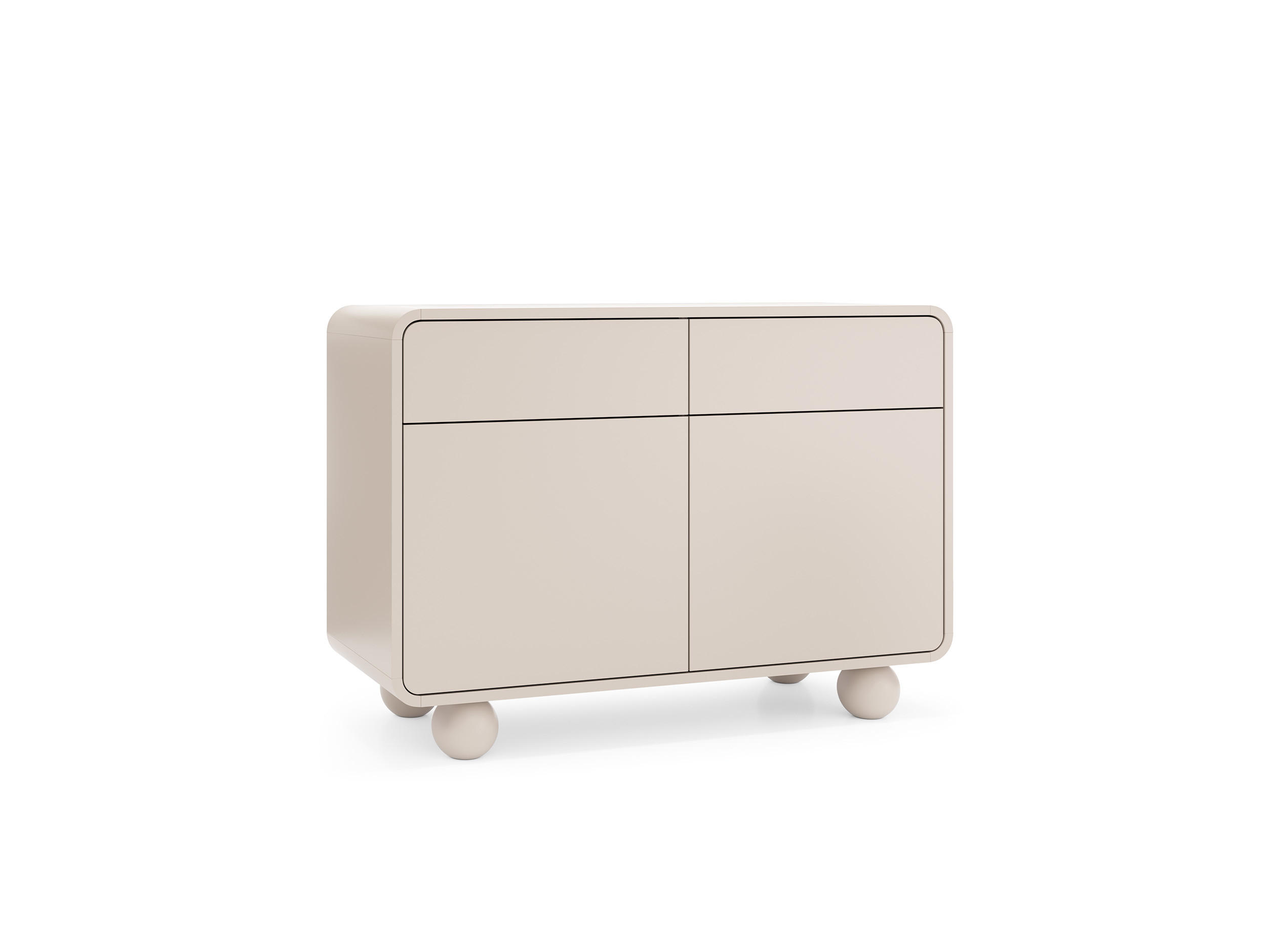 SIDEBOARD aus Kaschmir mit zwei Schränken und zwei Schubladen – Modernes Design, kugelförmige Beine, 108 x 75 x 39 cm - Beige, Holzwerkstoff (108/75/39cm) - 3XE LIVING