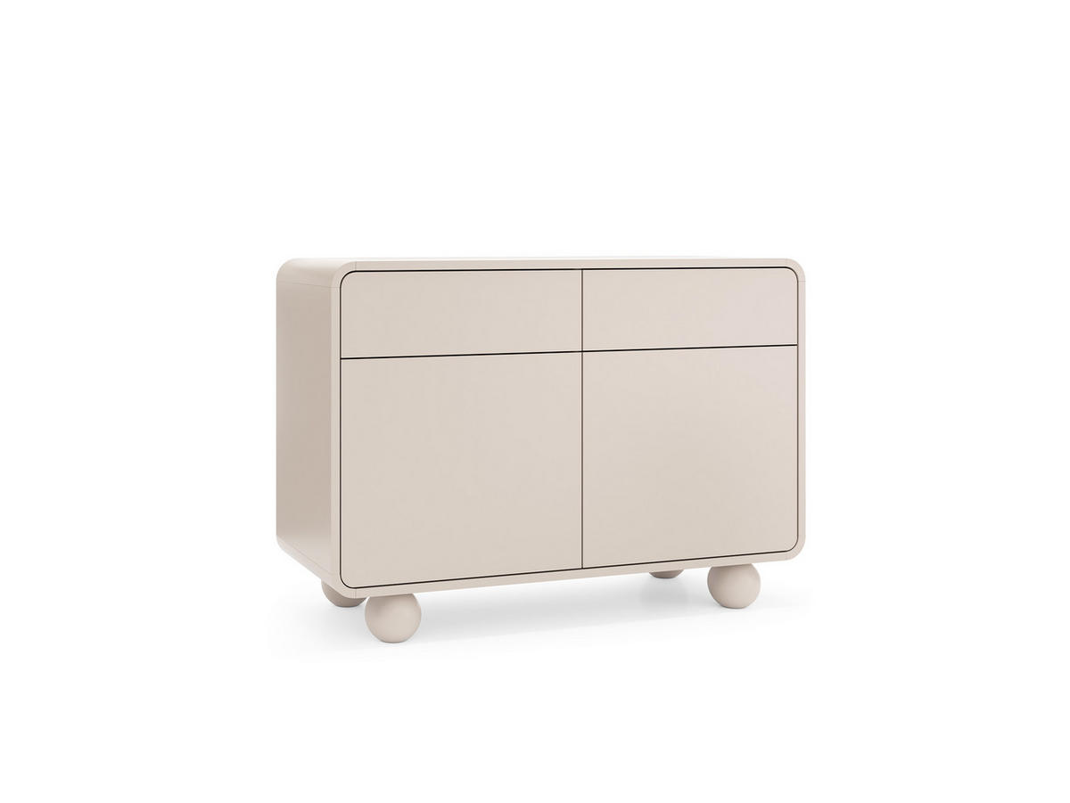 SIDEBOARD aus Kaschmir mit zwei Schränken und zwei Schubladen – Modernes Design, kugelförmige Beine, 108 x 75 x 39 cm - Beige, Holzwerkstoff (108/75/39cm) - 3XE LIVING