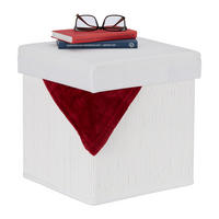 SITZHOCKER - Weiß, Holz/Holzwerkstoff (35/35/35cm) - Relaxdays