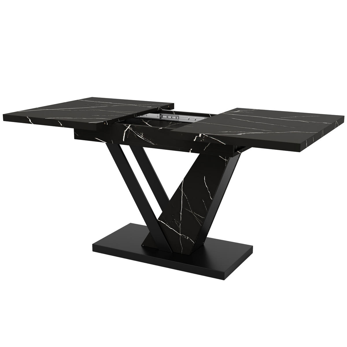 ESSTISCH Ausziehbar Schwarz - Schwarz, Holzwerkstoff/Metall (160/75/75.5cm) - Urban Meuble