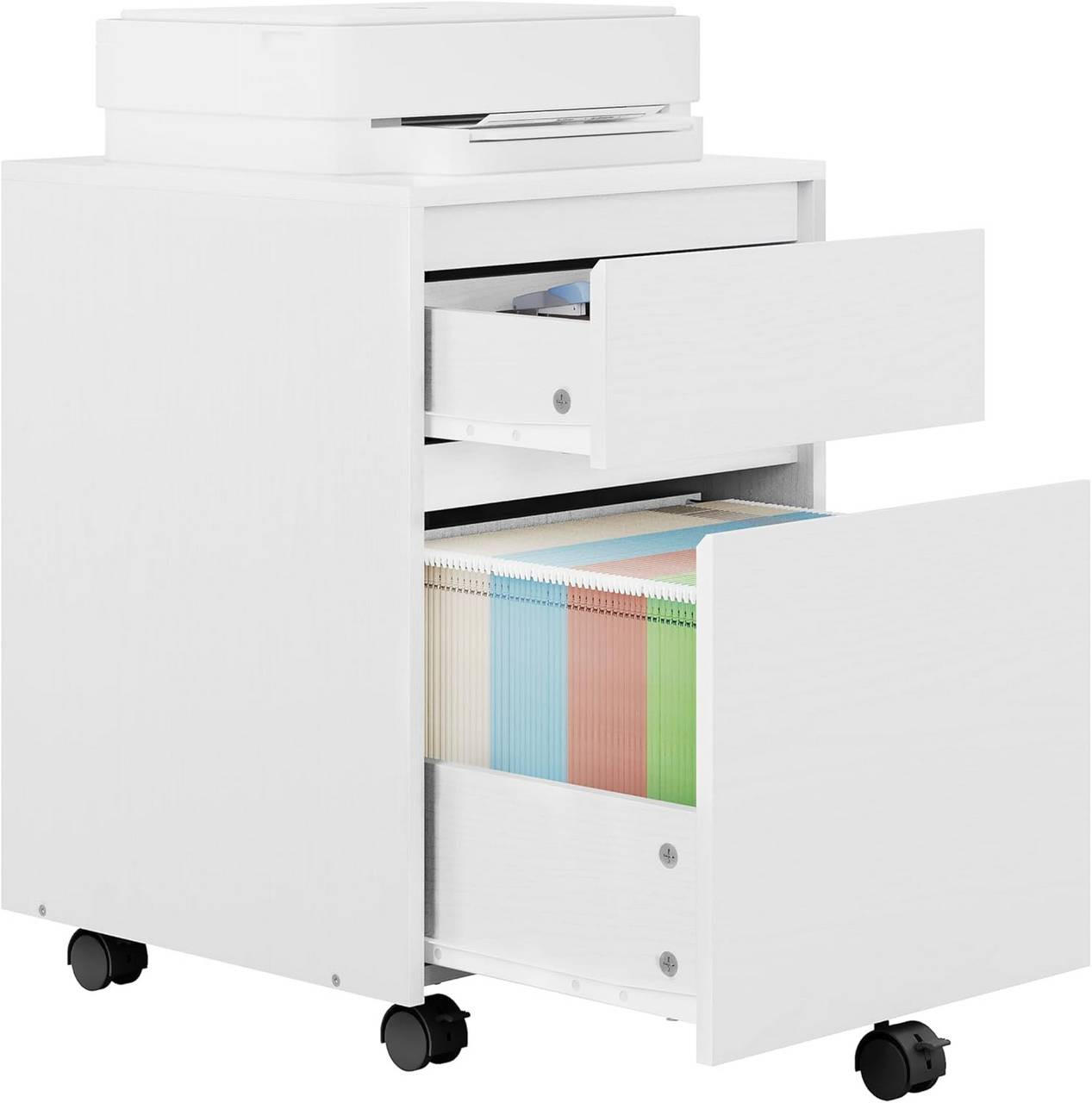 ROLLCONTAINER, Aktenschrank, 40x57x40cm, Weiß - Weiß, Holzwerkstoff (40/57/40cm) - Woltu