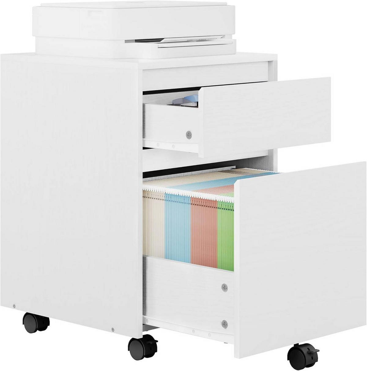 ROLLCONTAINER, Aktenschrank, 40x57x40cm, Weiß - Weiß, Holzwerkstoff (40/57/40cm) - Woltu