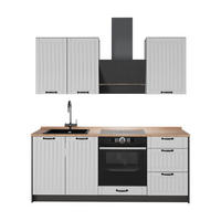 SINGLEKÜCHE Fame-Line, Weiß Landhaus/Anthrazit, 190 cm, AP Eiche - Anthrazit/Weiß, Holzwerkstoff (190/206.8/60cm) - Vicco