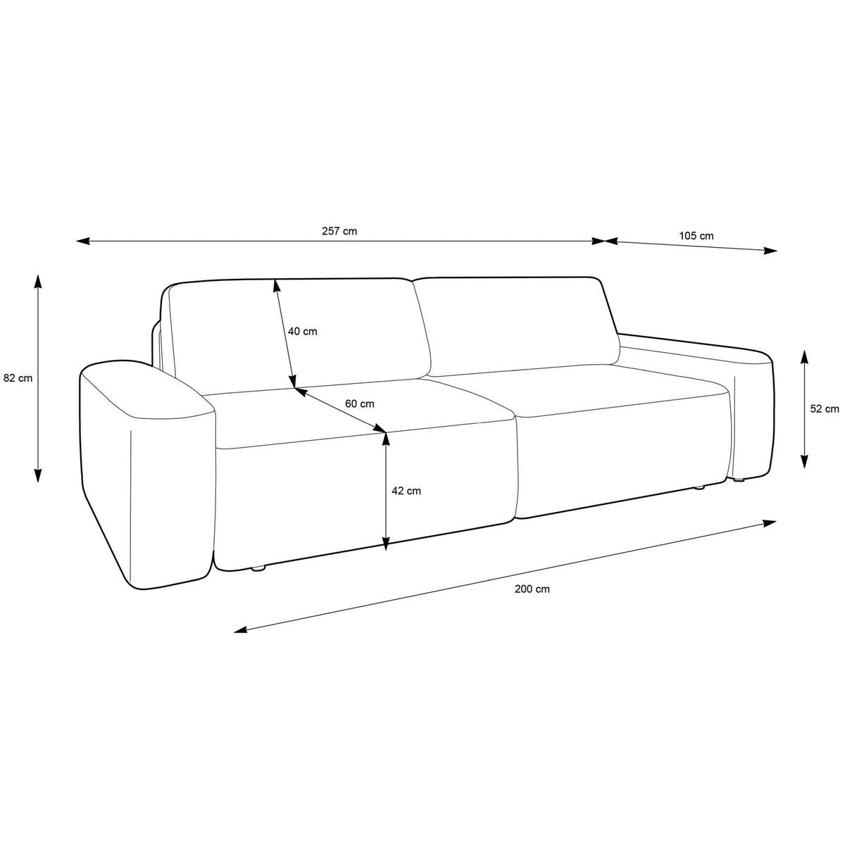 3-SITZER SOFA Baleo Beige Chenille-Bezug - Beige/Schwarz, Kunststoff/Textil (257/82/105cm) - Selsey