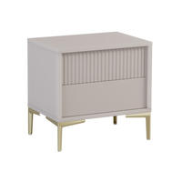 NACHTTISCH Urgano 2S Beige 53,5/51,5/38 cm – 2 Schubladen - Beige/Goldfarben, Holzwerkstoff/Metall (53.5/51.5/38cm) - AX Living