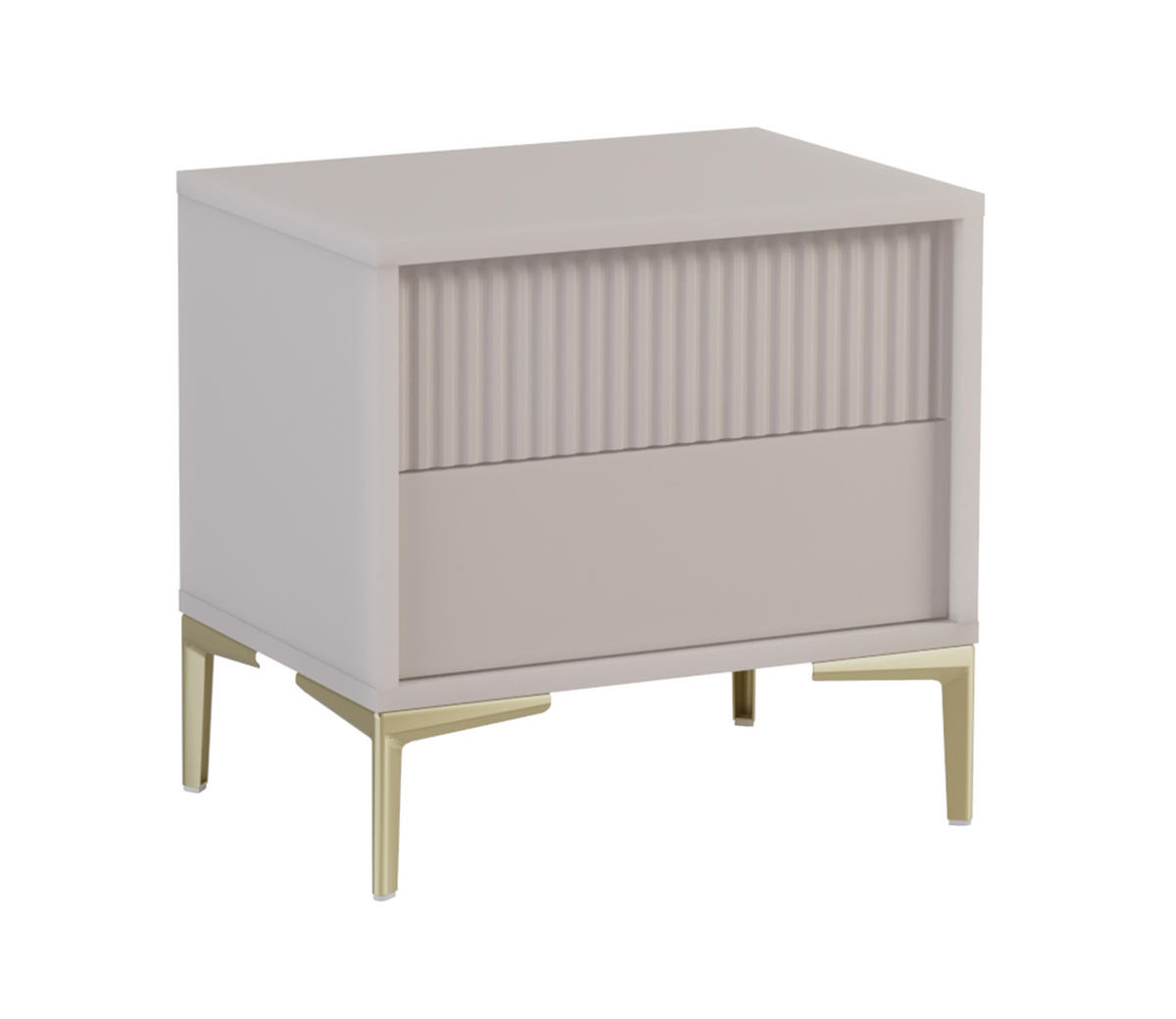 NACHTTISCH Urgano 2S Beige 53,5/51,5/38 cm – 2 Schubladen - Beige/Goldfarben, Holzwerkstoff/Metall (53.5/51.5/38cm) - AX Living