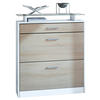 SCHUHSCHRANK Loret Front in Eiche sägerau - Eiche San Remo, Holzwerkstoff (89/104/23cm) - Vladon