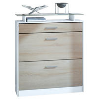 SCHUHSCHRANK Loret Front in Eiche sägerau - Eiche San Remo, Holzwerkstoff (89/104/23cm) - Vladon