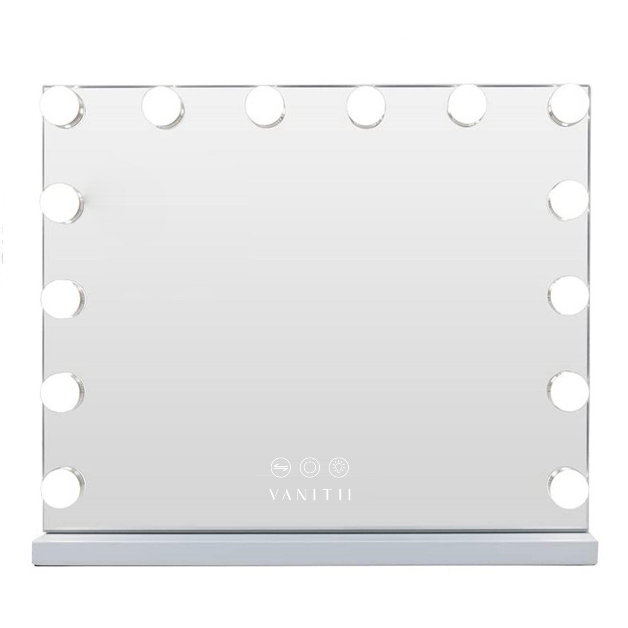 SCHMINKSPIEGEL mit LED-Beleuchtung weiß 50/40 cm - Weiß, Metall (50/40/3cm) - VANITII