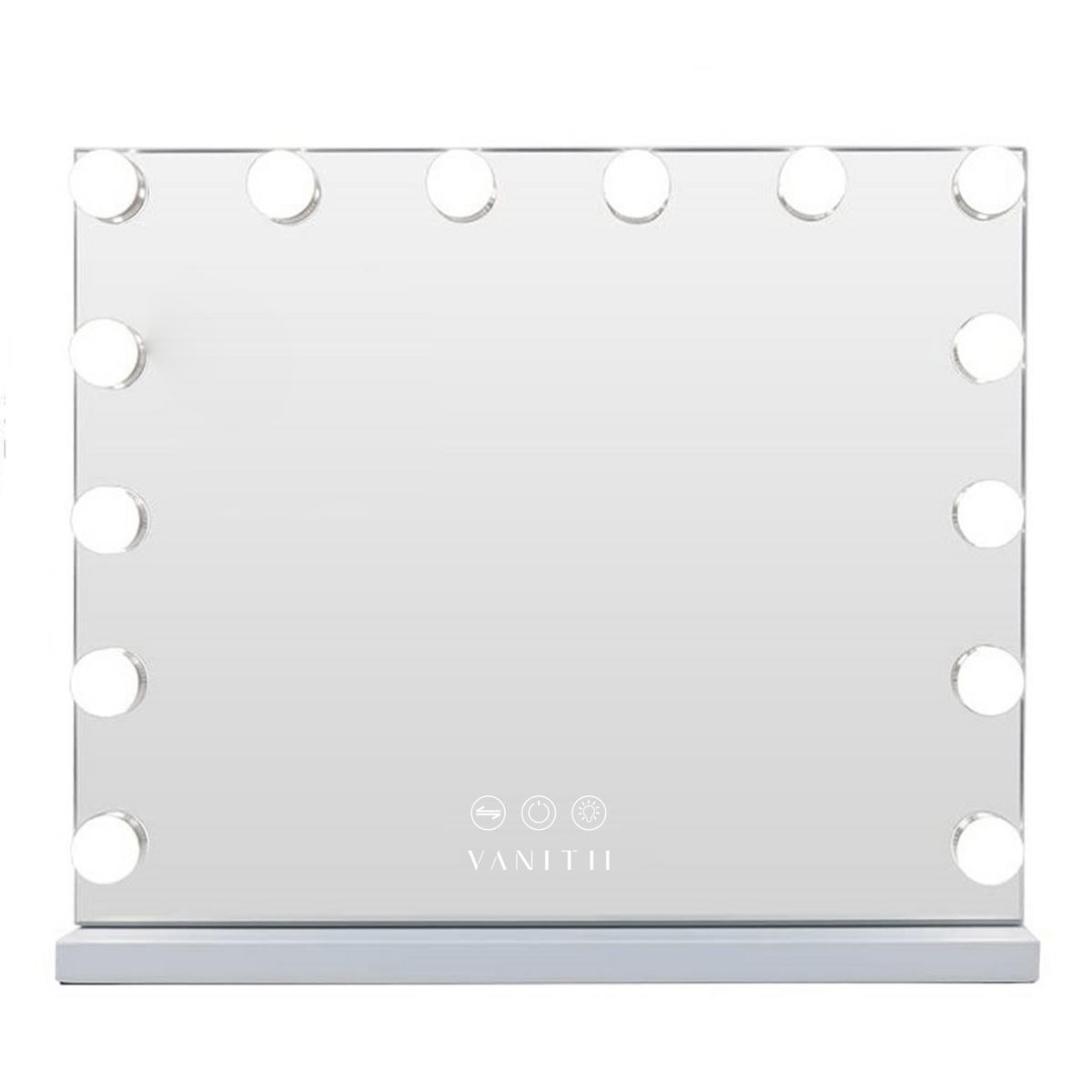 SCHMINKSPIEGEL mit LED-Beleuchtung weiß 50/40 cm - Weiß, Metall (50/40/3cm) - VANITII