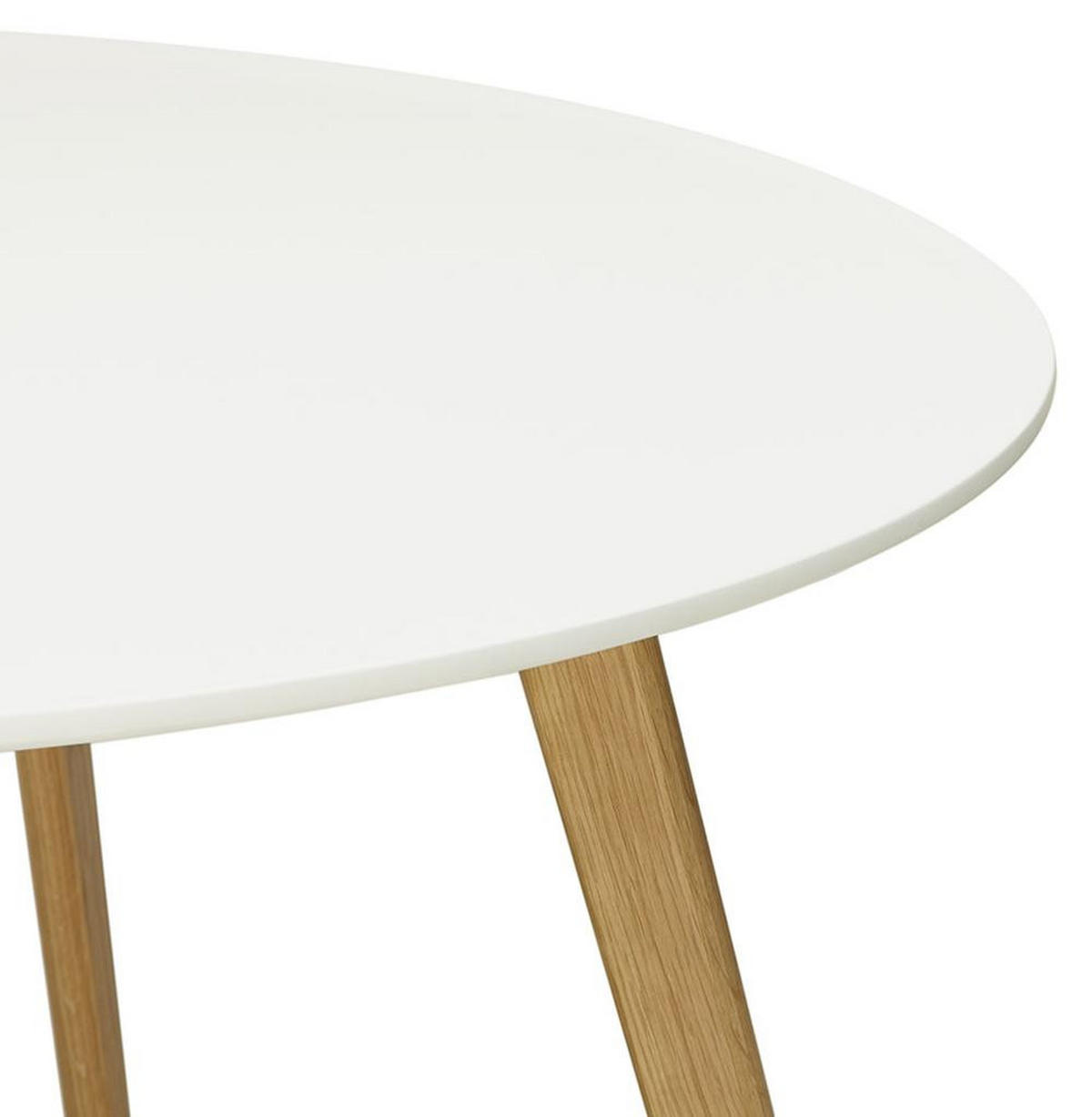 ESSTISCH Rund Holz Skandi-Stil JAXENA, Weiß 120x120x75 cm - Beige/Weiß, Eichenholz/Holz (120/120/75cm) - KADIMA DESIGN