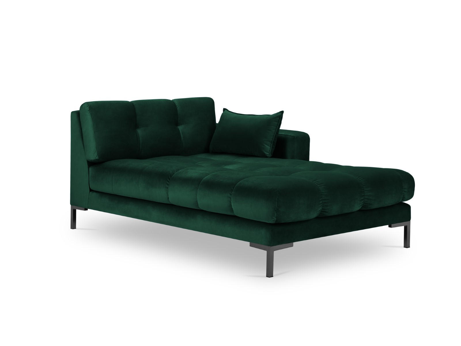 CHAISELONGUE rechts Mamaia aus Samt flaschengrün - Grün, Textil (102/75/185cm) - Micadoni