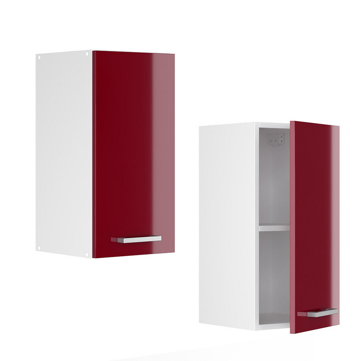 HÄNGESCHRANK R-Line Rot Hochglanz 30 cm - Rot/Weiß, Holzwerkstoff (30/60/31cm) - Vicco