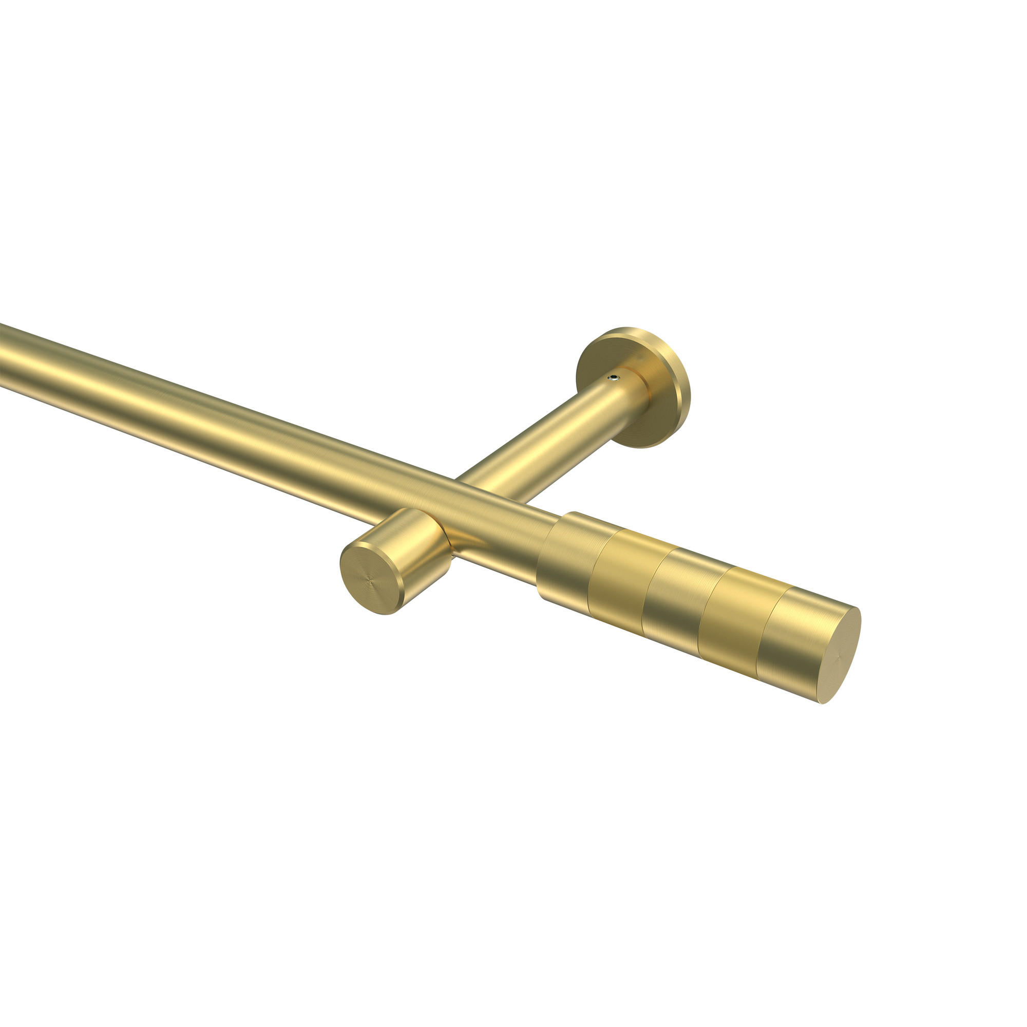 GARDINENSTANGEN-SET Prestige Mavell 420 cm (geteilt in 3 x 140 cm), 1-läufig (ohne Ringe), 20 mm Ø Messing-Optik - Messingfarben/Goldfarben, Metall (420cm) - INTERDECO
