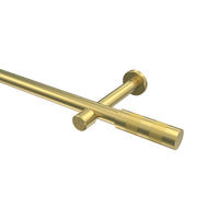 GARDINENSTANGEN-SET Prestige Mavell 420 cm (geteilt in 3 x 140 cm), 1-läufig (ohne Ringe), 20 mm Ø Messing-Optik - Messingfarben/Goldfarben, Metall (420cm) - INTERDECO
