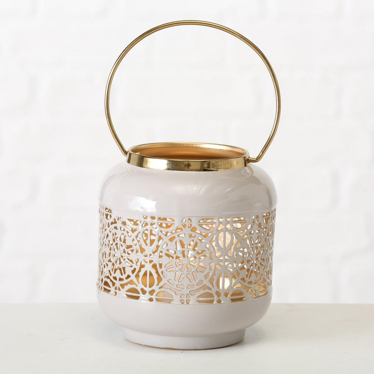 LATERNE Sami 15/15/16 cm - Weiß, Metall (15/16/15cm) - Boltze Home
