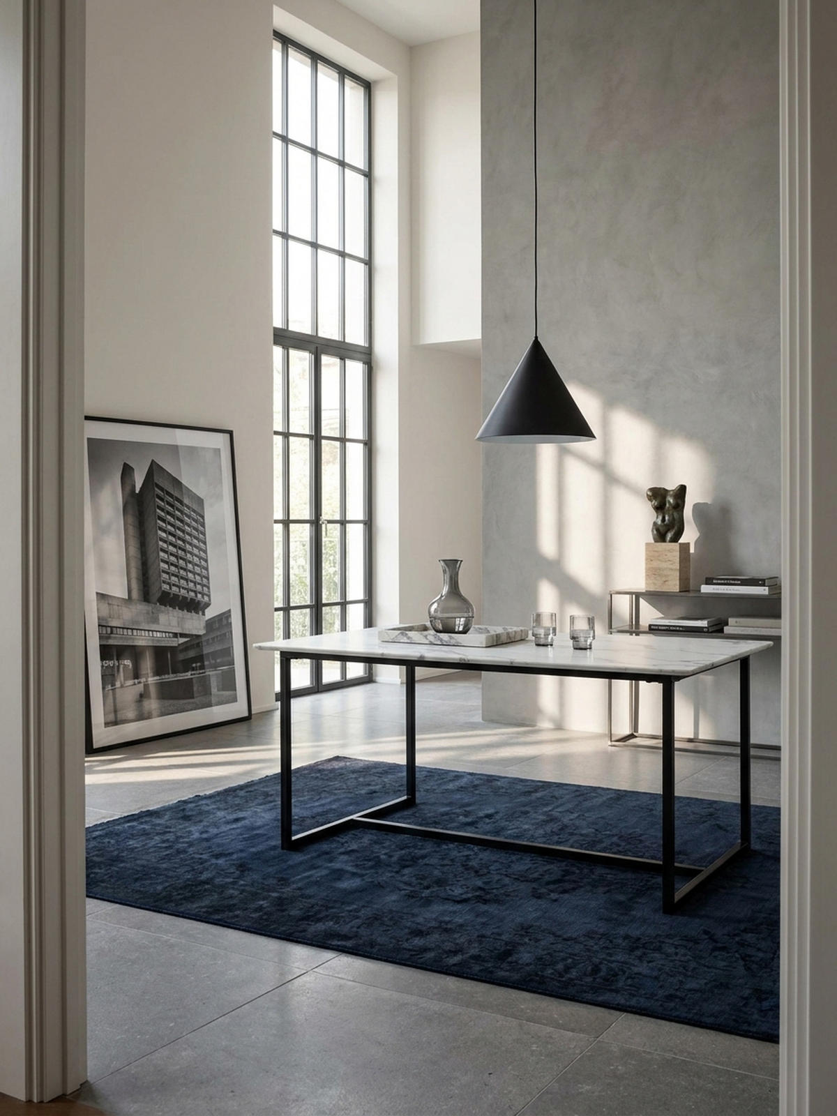 ESSTISCH Marmoroptik Metall Rechteckig Modern Klein, Weiß 160x80x76 cm - Schwarz/Weiß, Holzwerkstoff/Metall (80/160/76cm) - KADIMA DESIGN