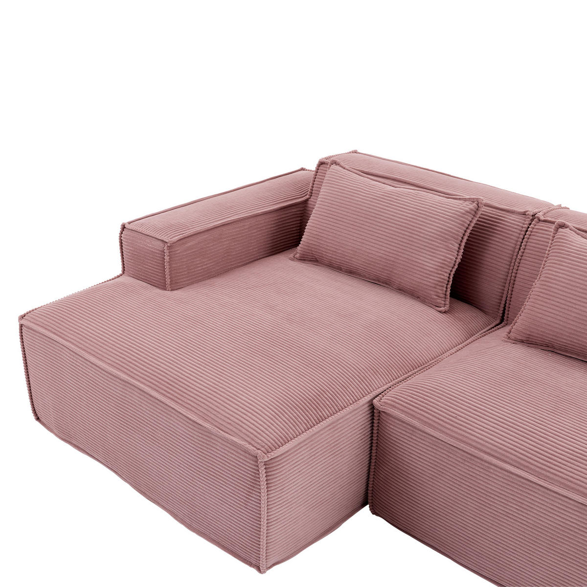 ECKSOFA DE-35208 mit 2 Kissen Hellrosa - Pink, Textil (129/235cm) - ComfortXL