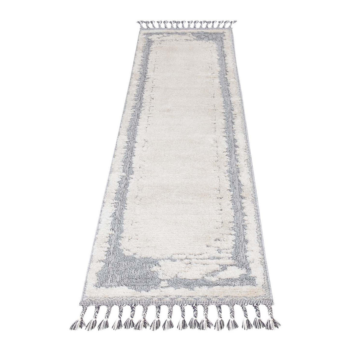 KURZFLOR-TEPPICH Valencia 908 Creme/ Graublau 80x300 cm - Blau/Creme, Textil (80/300cm) - carpet city