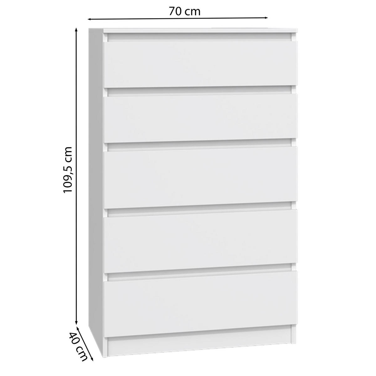 KOMMODE Malwa weiß, ca. 110 x 70 x 40 cm - Weiß, Holzwerkstoff (70/109.5/40cm) - Selsey