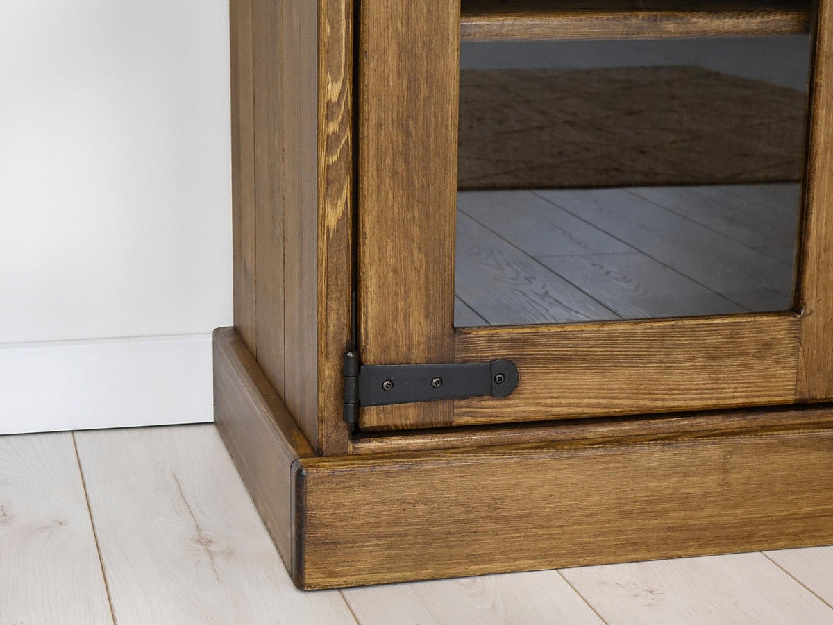 VITRINE aus Massivholz Rustyk 3 - Dunkelbraun/Schwarz, Holz (90/190/40cm) - Seart