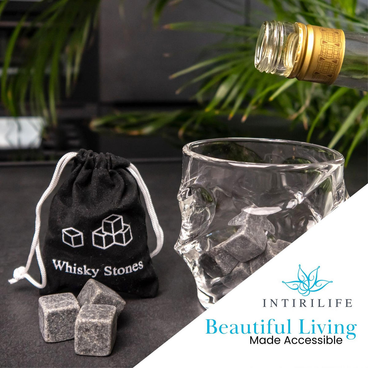 WHISKEY STEINE 9 Stück - Grau, Stein (2/2/2cm) - Intirilife