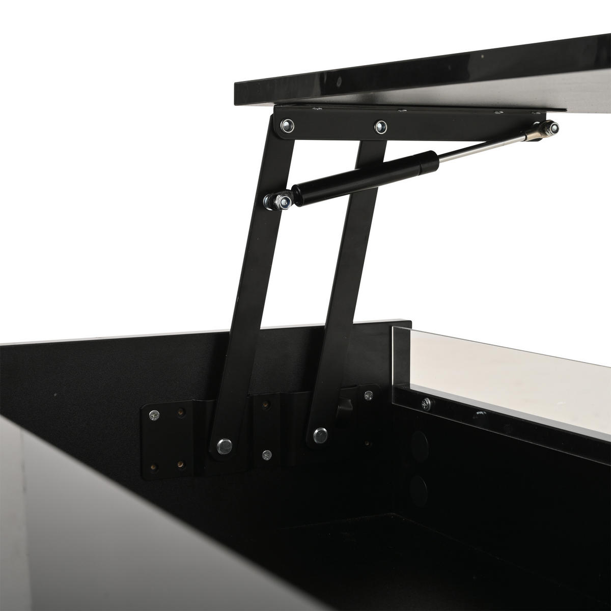 COUCHTISCH 70/70/38 cm schwarz mit höhenverstellbarer Tischplatte und LED-Beleuchtung - Schwarz, Holzwerkstoff (70/70/38cm) - OKWISH