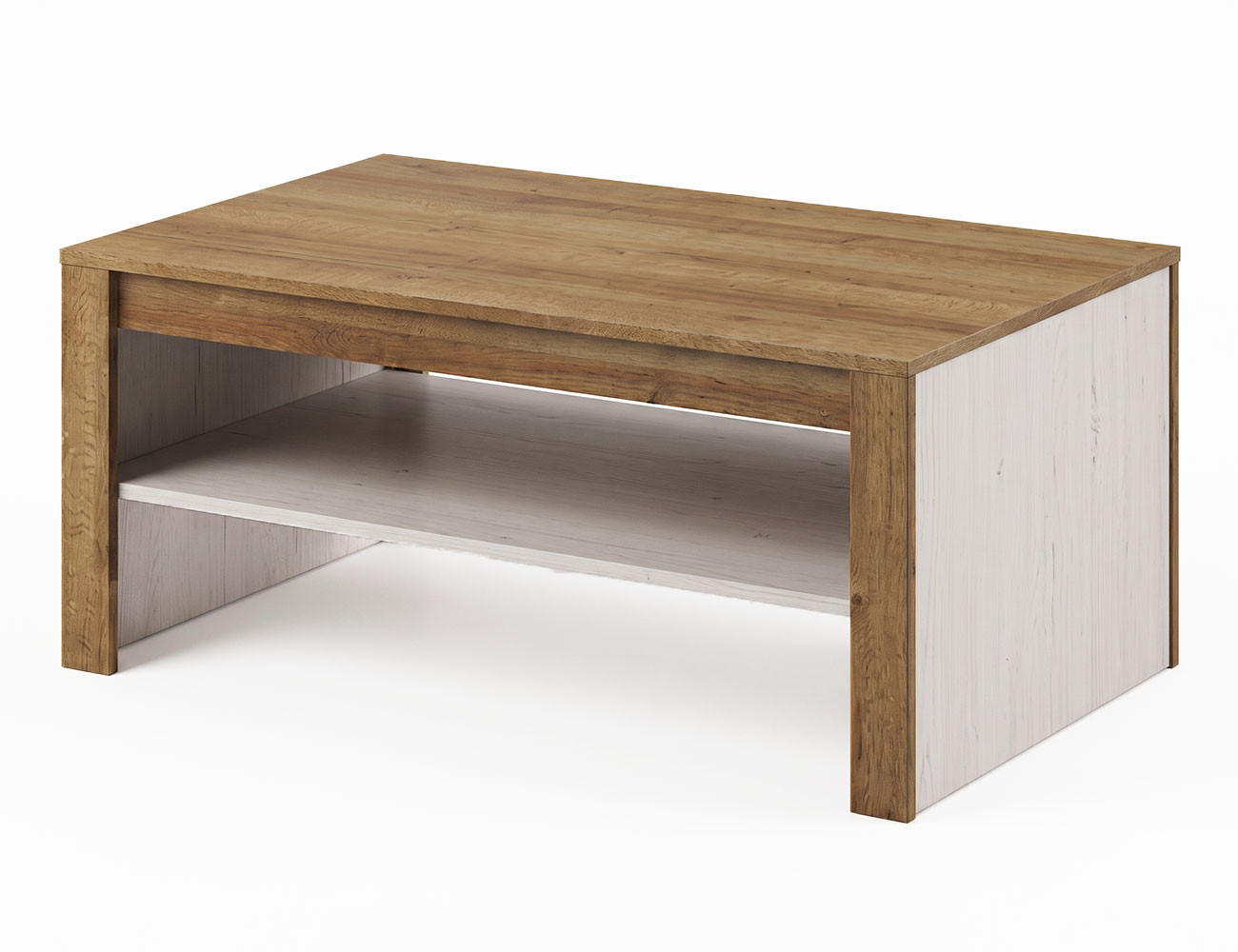 COUCHTISCH Falco Anderson Pinie - Absetzungen Eiche Riviera 103 / 63 / 46cm - Eichefarben/Pinienfarben, Holz/Holzwerkstoff (63/103/46cm) - Feldmann-Wohnen