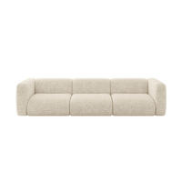 MODULÁRNÍ pohovka MIRA-S2, 3místná, 319 × 89 × 70 cm, krémová, velur - černá/krémová, kompozitní dřevo/textil (319/70/89cm) - ALTDECOR