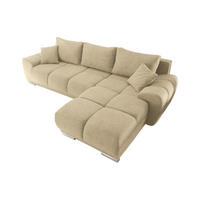 ECKSOFA beidseitig montierbar, Schlaffunktion mit Bettkasten - Chromfarben/Beige, Textil (289/189cm) - ed exciting design