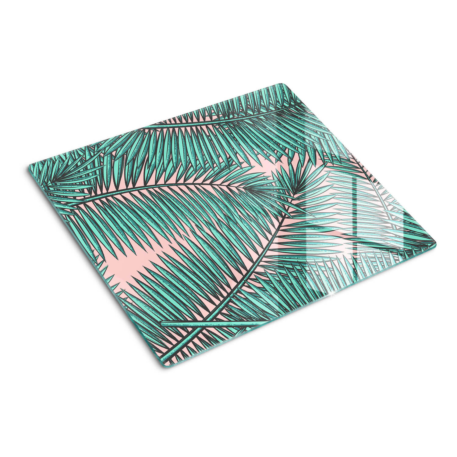 GLASPLATTE 60x52 cm Palmblätter - Grün, Glas (60/0.4/52cm) - TULUP