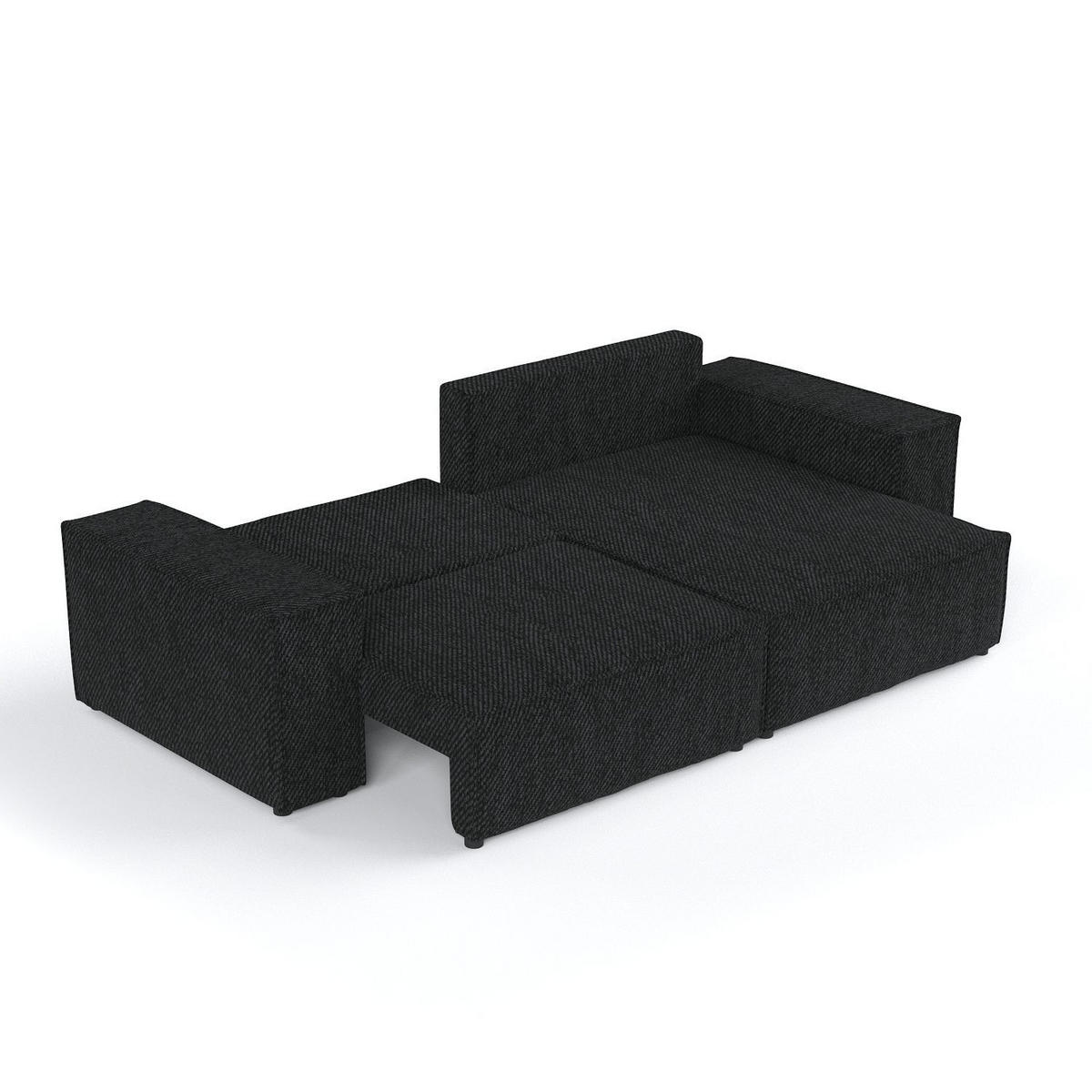 ECKSOFA CAVO mit Schlaffunktion Schwarz im Neve Stoff - Schwarz, Holz/Holzwerkstoff (255/148cm) - AltaBeds