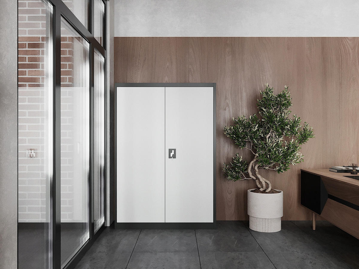 AKTENSCHRANK JAN II - Weiß, Metall (115/185/40cm) - Jan Nowak