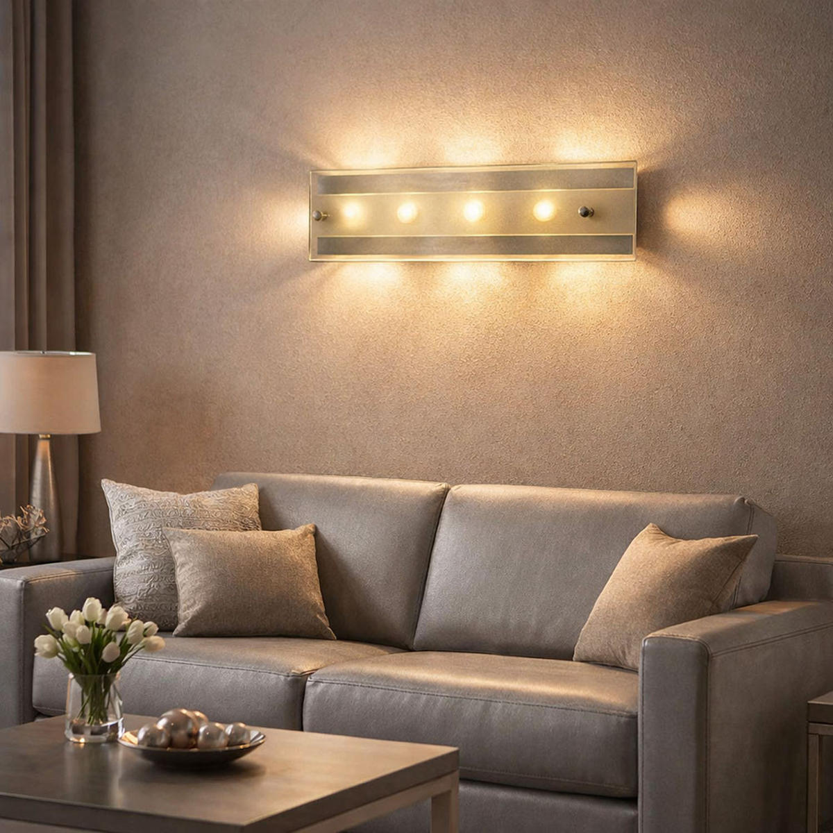 LED WANDLEUCHTE Polaris Aluminium Silber - Silberfarben, Glas (9/6.5/32cm) - Esto